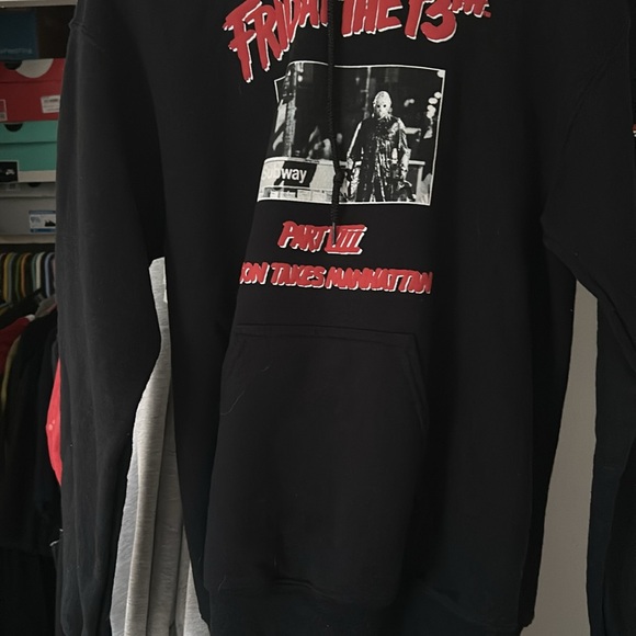 Men’s original Black Friday the 13 sweater embroidered graphic hoodie Sz S new - Picture 2 of 6